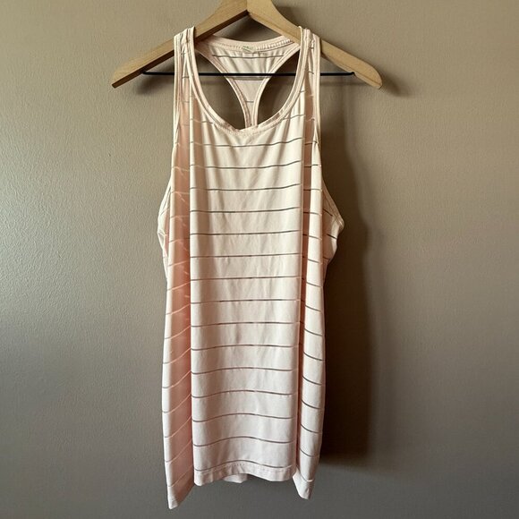 Women's XL Athleta Stripe Mesh Chi Tank Light Pink Racer Back - Picture 2 of 9